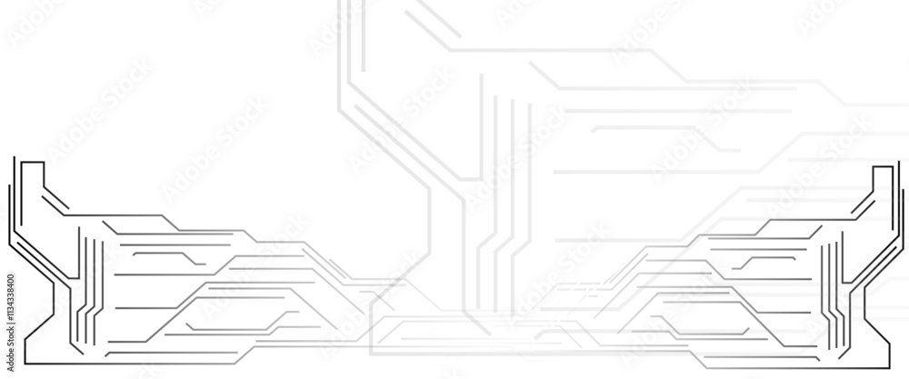 Obraz premium Vector Technology black circuit diagram concept. Abstract technology on white background. High-tech circuit board.
