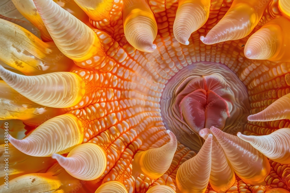 A stunning view highlights the intricate patterns and vibrant colors of a seashell, showcasing its unique textures while capturing the serene environment of the ocean floor. A stunning view highlights the intricate patterns and vibrant colors of a seashell, showcasing its unique textures while capturing the serene environment of the ocean floor.