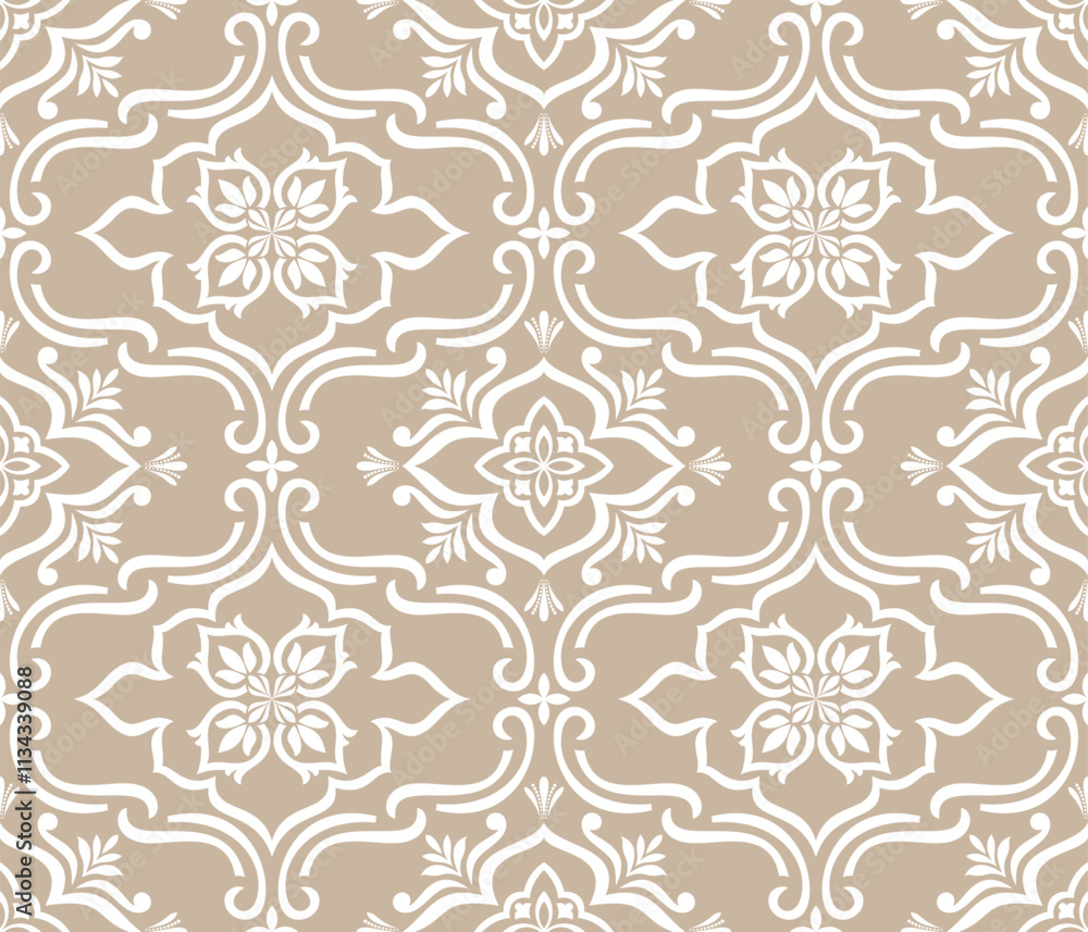 Abstract floral seamless pattern. Beige and white. Vector background. Abstract floral seamless pattern. Beige and white. Vector background.
