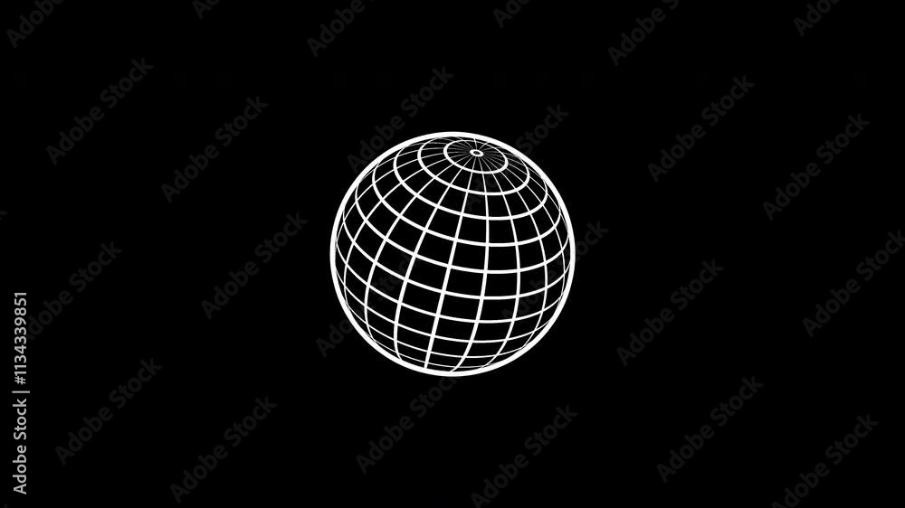 Abstract white color Grid sphere isolated on black background.