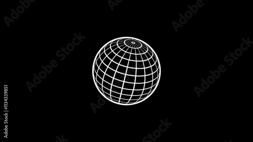Abstract white color Grid sphere isolated on black background.