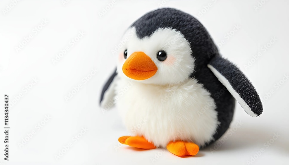 Naklejka premium A stuffed penguin toy on a white background