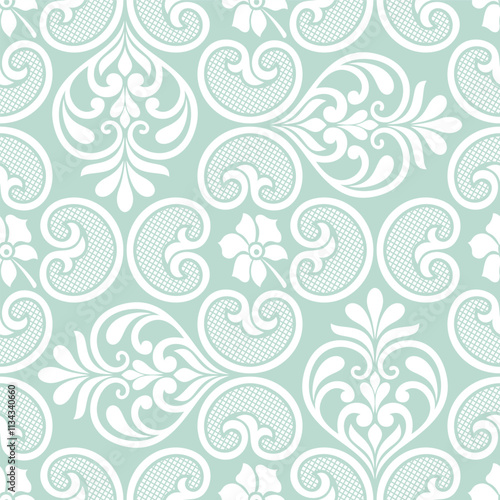 Abstract floral seamless pattern. Green and white ornament. Modern stylish texture repeating. Vector background.