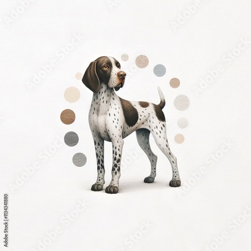 Wallpaper Mural Watercolor painting of a german shorthaired pointer  dog with a colorful splashed background in a circular frame Torontodigital.ca