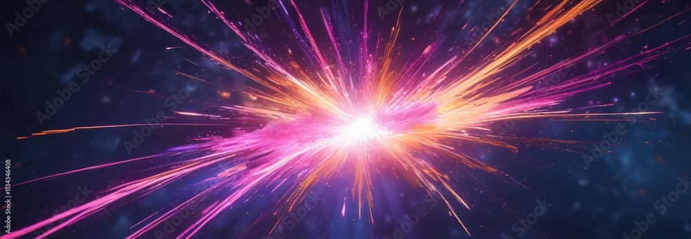 Pink star explosion against a deep blue background with swirling purple and orange hues , vibrant colors , blue, cosmic background Pink star explosion against a deep blue background with swirling purple and orange hues , vibrant colors , blue, cosmic background