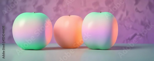 Soft peach and lavender shades gradating to neon green on a gradient background, pastel, neon green, soft photo