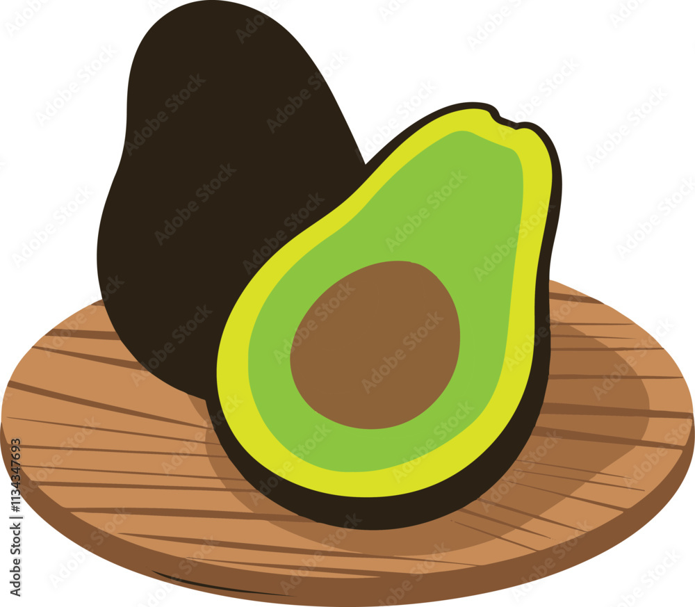 avocado on a plate, Avocado icon silhouette vector style avocado on a plate, Avocado icon silhouette vector style