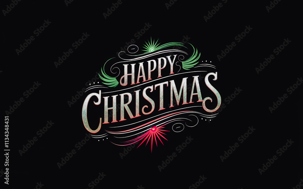 Obraz premium Happy Christmas WOrds On Black Background