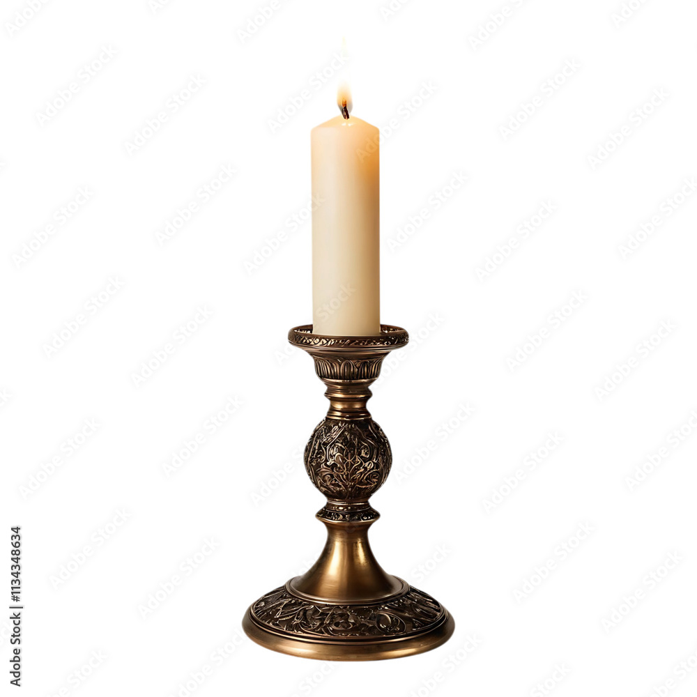 Antique Candle Holder with Tall Candle Antique Candle Holder with Tall Candle