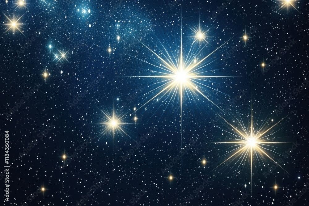 Minimalistic night sky with bright stars and blue cosmic background for tranquil design Minimalistic night sky with bright stars and blue cosmic background for tranquil design