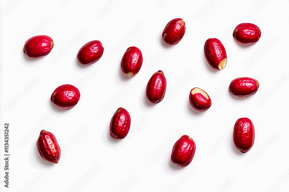 Raw Peanuts in Their Ecosystem, Top View, Isolated on White Background, High-Resolution Photography Raw Peanuts in Their Ecosystem, Top View, Isolated on White Background, High-Resolution Photography