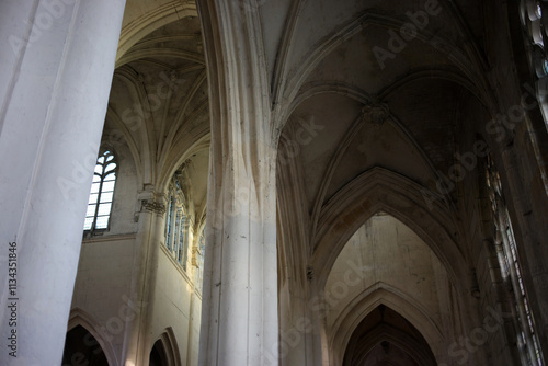 Indoor view of Houdan church - Église Saint-Jacques et Saint-Christophe - Yvelines - France photo