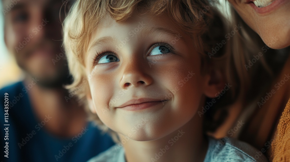 Calm Child Surrounded by Loving Family Members Calm Child Surrounded by Loving Family Members