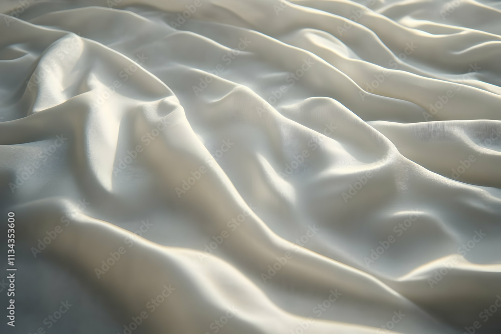 Obraz premium Soft, white fabric with gentle folds and creases, illuminated by sunlight.