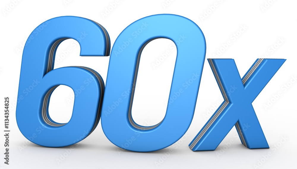 65X 3D illustration isolated with Blue Color on white background. 3D Blue 65X illustration 65X 3D illustration isolated with Blue Color on white background. 3D Blue 65X illustration
