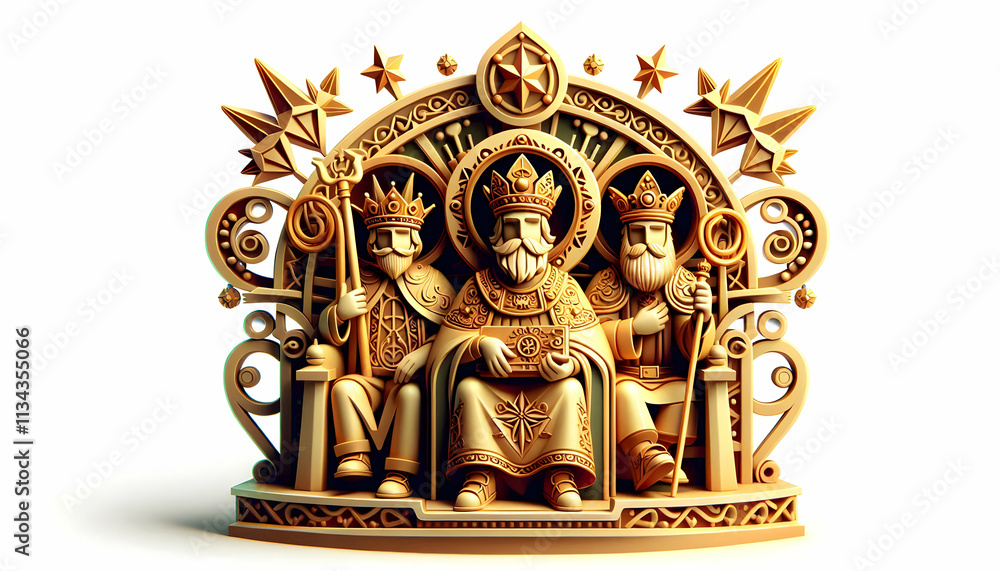 Fototapeta premium 3D Reyes Magos Cultural Symbol Vector concept as Vector illustration of cultural symbols associated with Reyes Magos isolated on white perfect for infographics representing the cultural significance a