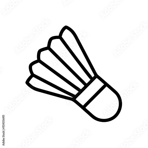 Outline illustration of a shuttlecock icon on a white background