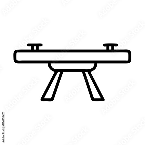 Outline illustration of a pommel horse, symbolizing gymnastics and athletic training
