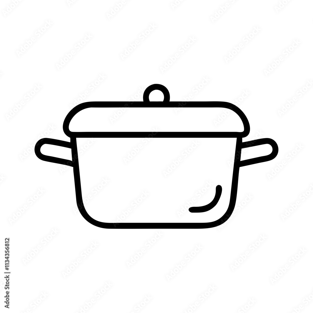 Line icon of a cooking pot with lid, concept of kitchenware and culinary tools Line icon of a cooking pot with lid, concept of kitchenware and culinary tools