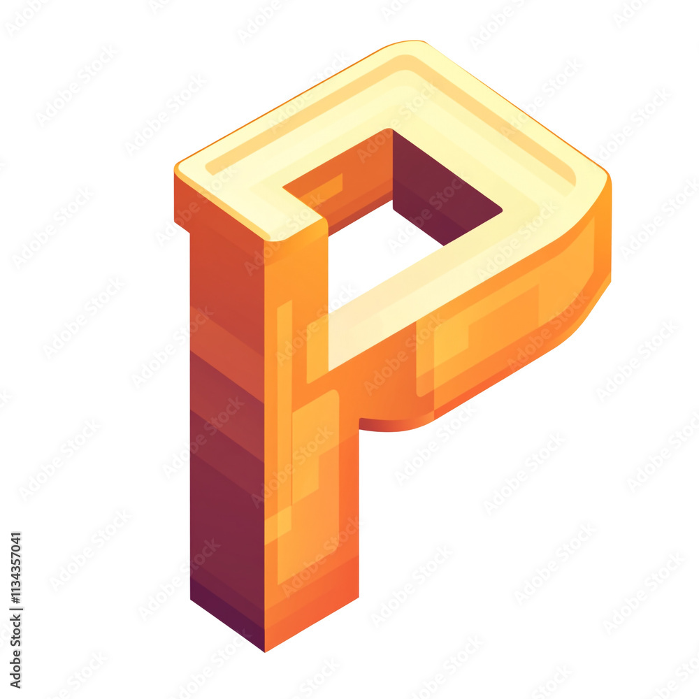 Isometric Letter P: A Vibrant, Three-Dimensional Alphabet Design Isometric Letter P: A Vibrant, Three-Dimensional Alphabet Design
