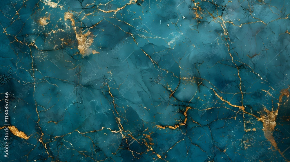 Obraz premium Elegant Teal and Gold Marble Texture for Background and Design Use