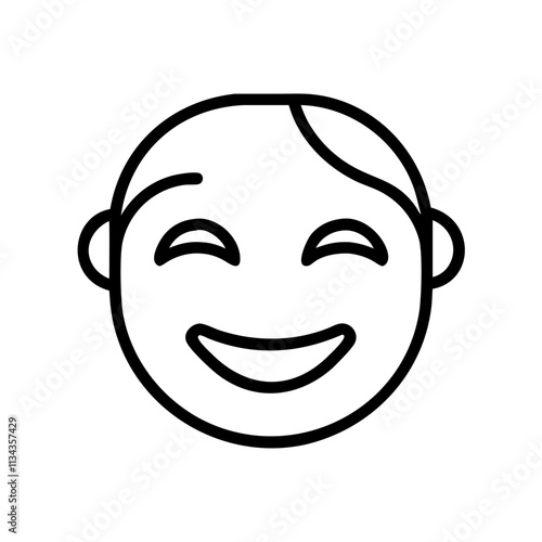 Outline illustration of a smiling child’s face, symbolizing happiness and joy