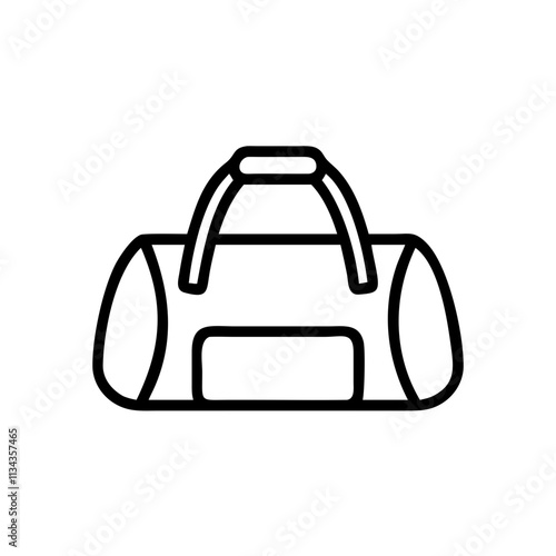 Simple line icon of a duffel bag, representing travel and sports