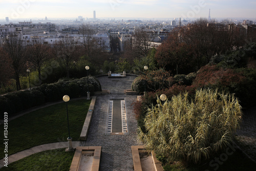 South west overview of Paris de Bellevile and Paris from rue Piat - 20th arrondissement - Paris - France photo