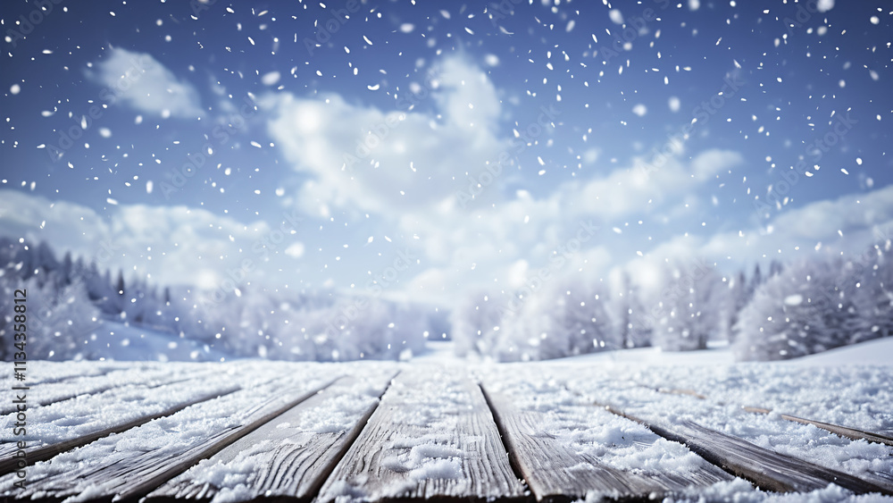 wooden floor with snow on it wooden floor with snow on it