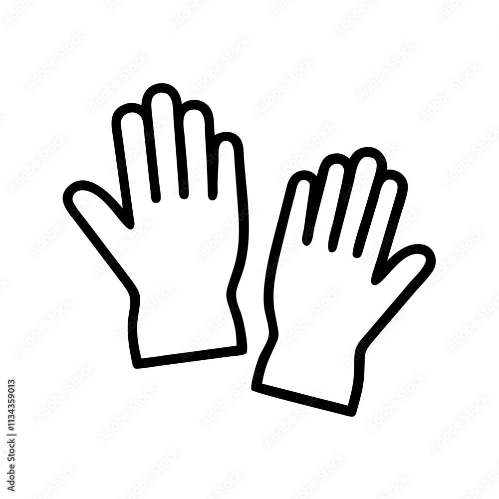Simple line icon of a pair of gloves, representing protection and hand safety Simple line icon of a pair of gloves, representing protection and hand safety