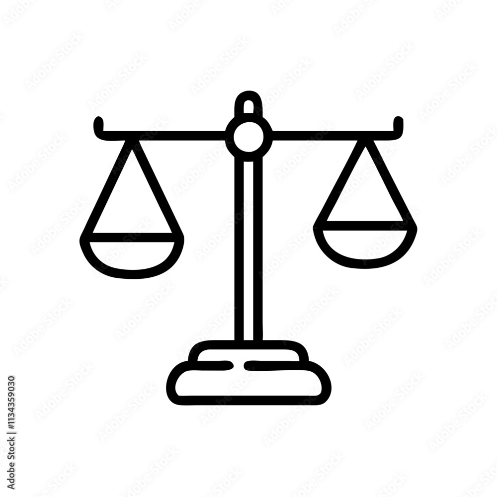 Outline illustration of a balance scale on a white background Outline illustration of a balance scale on a white background