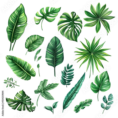 Vibrant Tropical Leaves Collection: A Lush Green Paradise