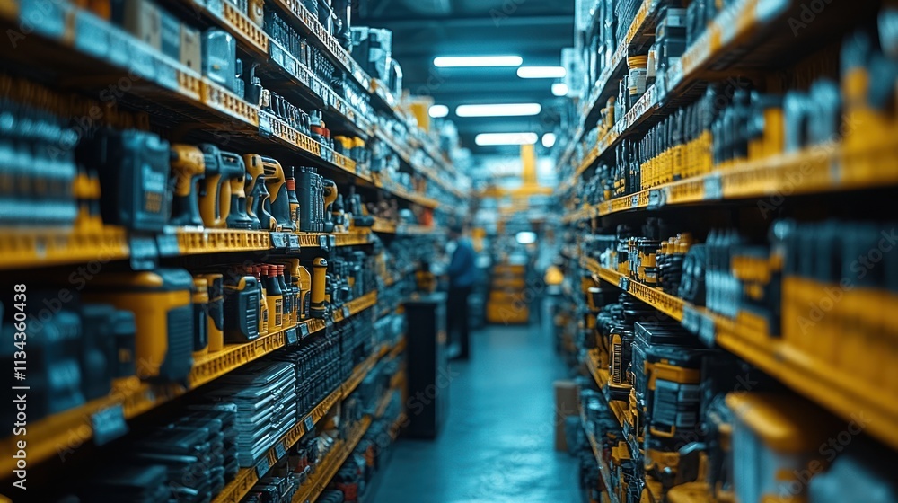 Tool aisle in a hardware store filled with equipment Tool aisle in a hardware store filled with equipment