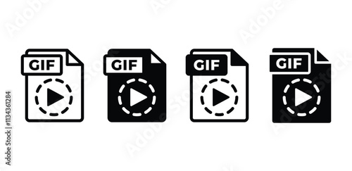 gif file format document icon symbol vector design black white color illustration collection isolated