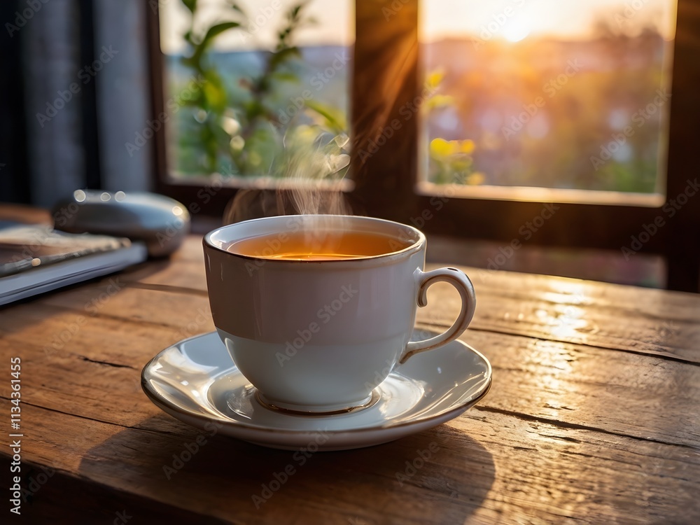 a cup of warm tea in the morning a cup of warm tea in the morning