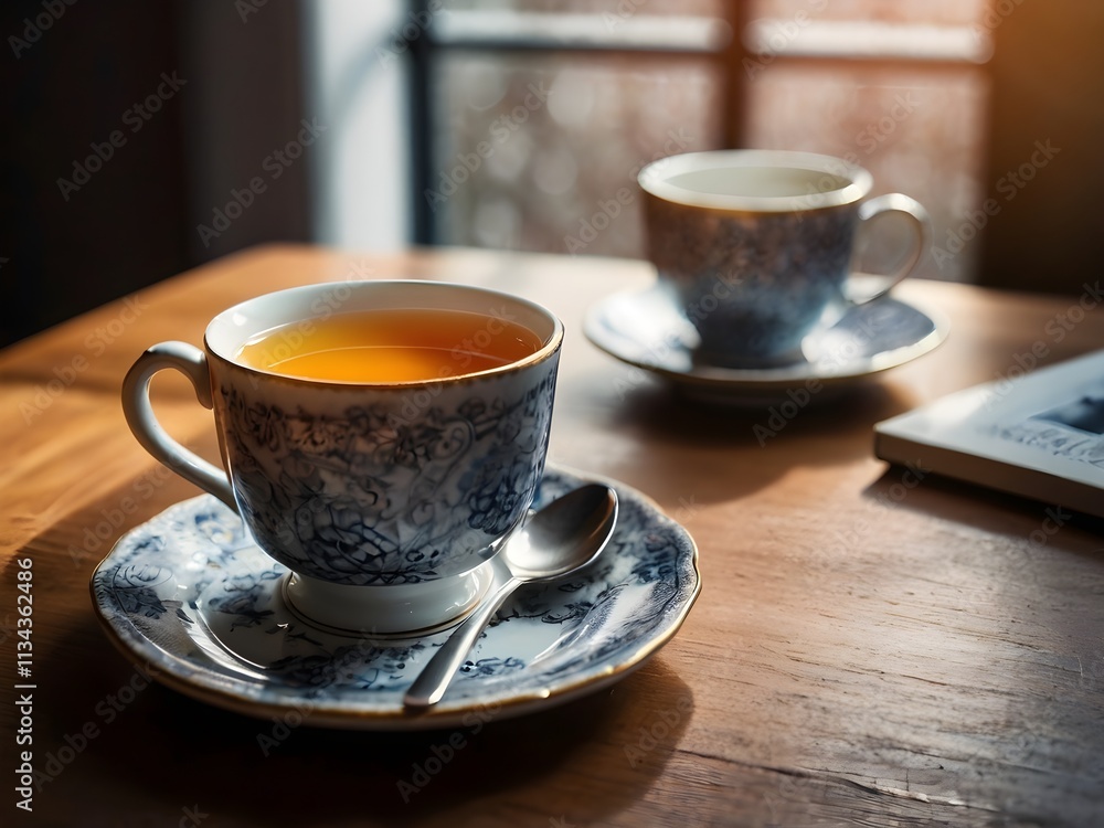 Fototapeta premium a cup of warm tea in the morning