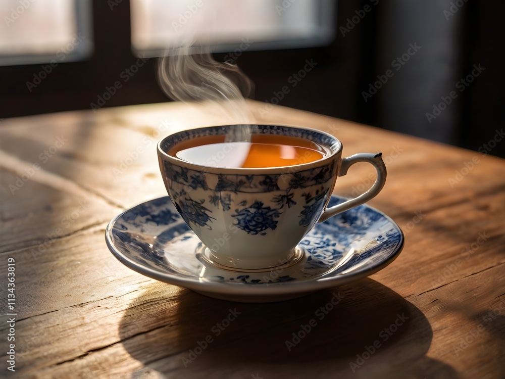 Fototapeta premium a cup of warm tea in the morning