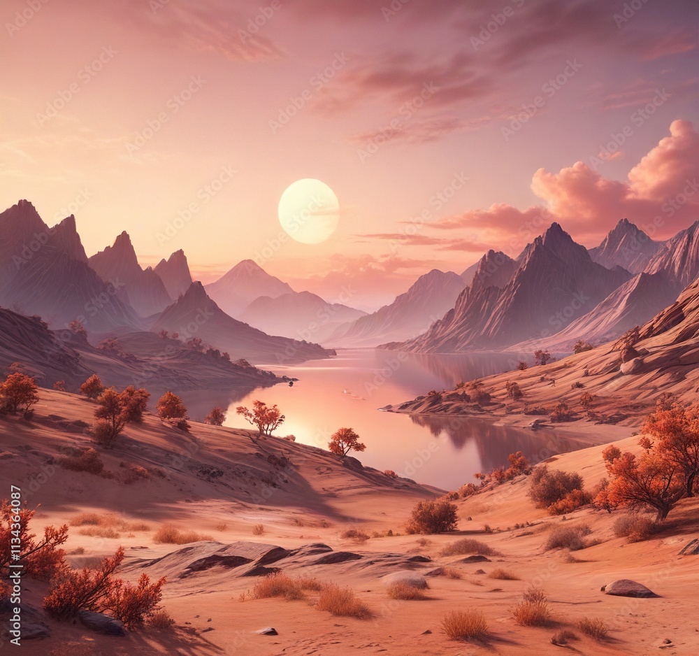 Naklejka premium Calming peach landscape background with gentle shading, natural, gentle