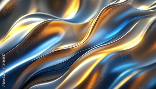 Glowing Fluid Patterns in Topaz Tones with Upscale Light Reflections and Smooth Waves photo