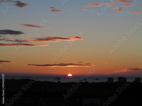 Sunrise over the North sea in summertime - Aberdeen - Scotland - UK
