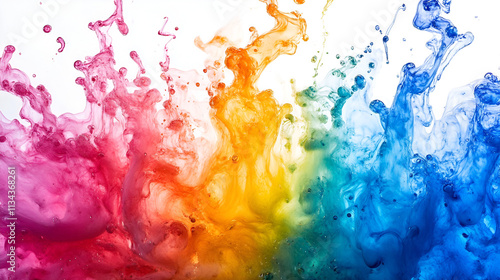 A red, pink, purple, blue, and orange explosion smoke of holi paint color powder isolated on transparent or white background, Generative Ai
