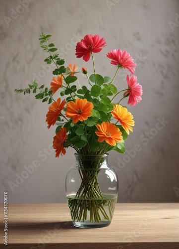 Wallpaper Mural Four leaf clover in a vase with fresh flowers and branches, plant, greenery, garden Torontodigital.ca