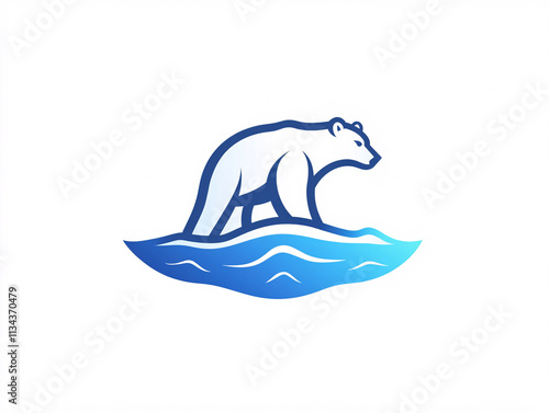 Minimalistic Illustration of a Polar Bear on a Floating Iceberg Highlighting Climate Change and Environmental Awareness photo