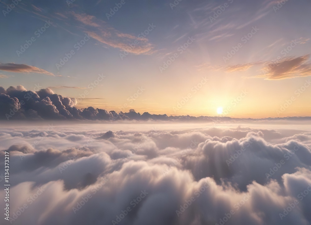 Misty veil of cirrus clouds stretching across the morning horizon, mist, hazy, atmosphere Misty veil of cirrus clouds stretching across the morning horizon, mist, hazy, atmosphere
