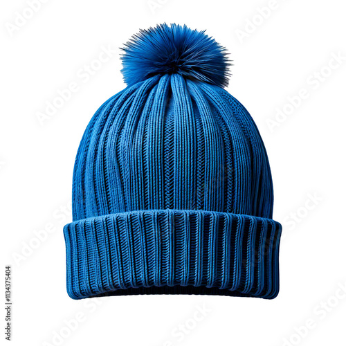 blue warm winter hat on transparent background