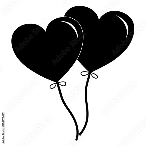 A silhouette of two balloon