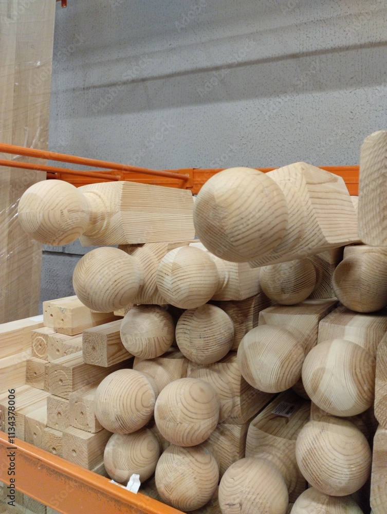 balusters, wooden billets, building materials