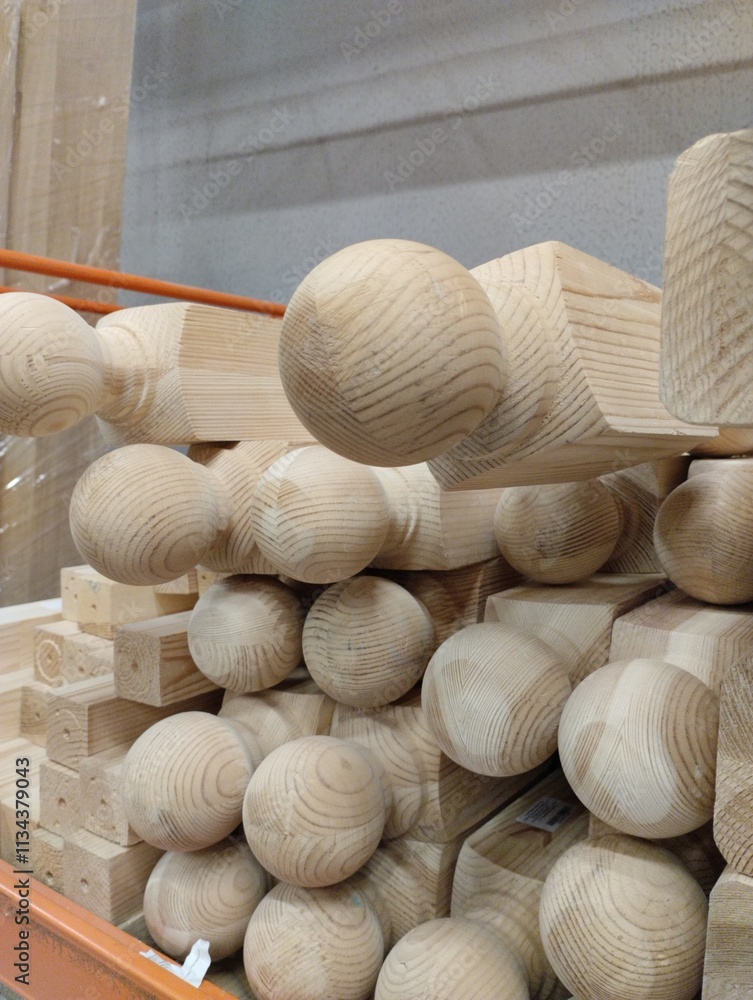 balusters, wooden billets, building materials