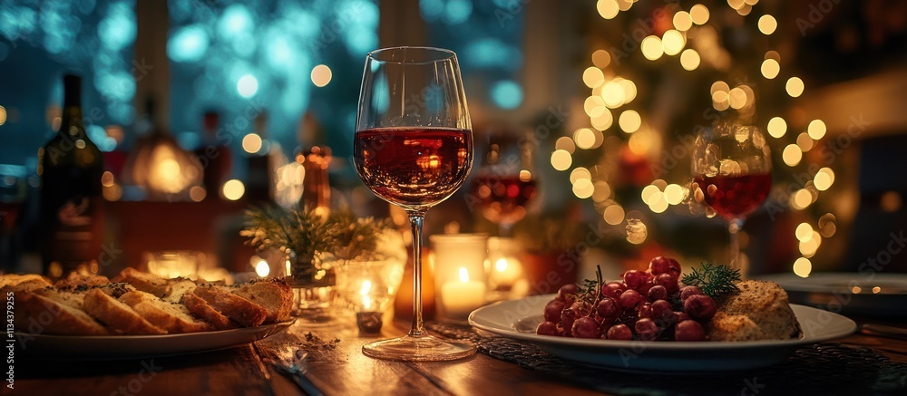 Romantic candlelit dinner with red wine, grapes, and bread. Romantic candlelit dinner with red wine, grapes, and bread.