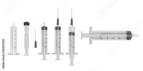 Realistic syringe, Isolated medicine syringe vector illustration